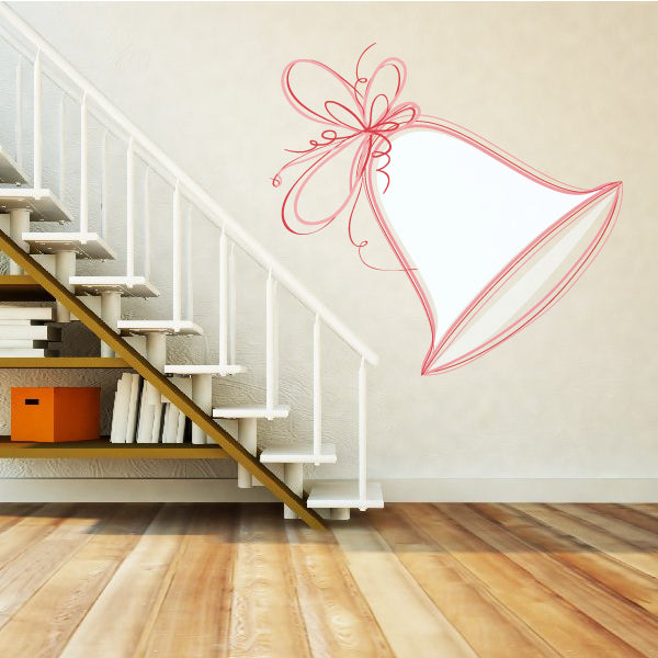 Coral outline bell sticker with ribbon bow