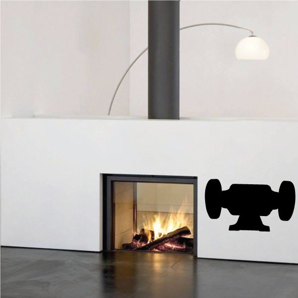 Black bench grinder decal silhouette with head and base shape