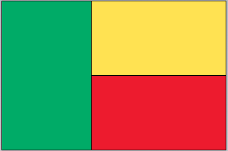 Benin flag sticker with split green, yellow, and red panels