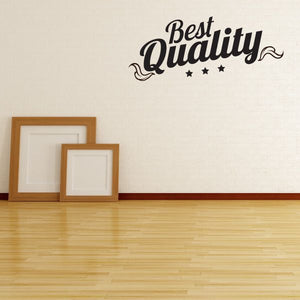 Vinyl wall decal with 'Best Quality' script lettering and small star accents