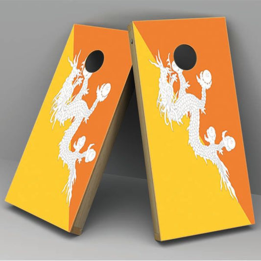 Bhutan Flag Cornhole Board Vinyl Decal Wrap