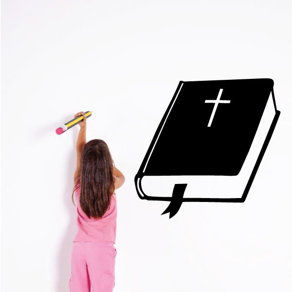 Black Bible book wall decal with white cross on the cover