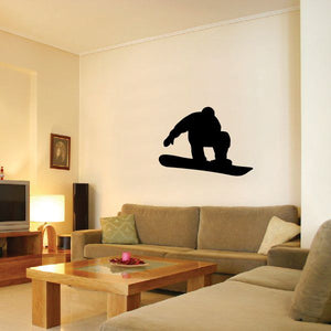 Black snowboarding trick wall decal with snowboarder silhouette