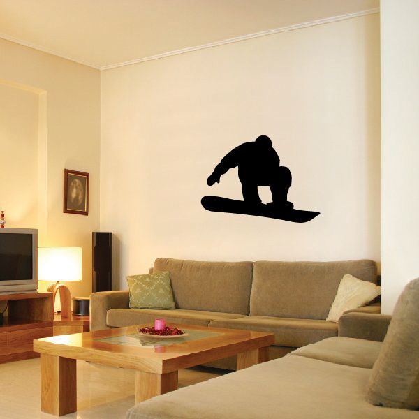 Black snowboarding trick wall decal with snowboarder silhouette
