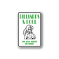 Billiards and pool sticker with green lettering and illustrated woman