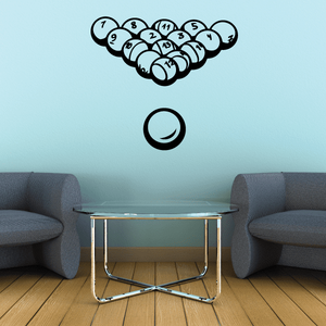 Billiards ball decal set with solid and striped ball clusters