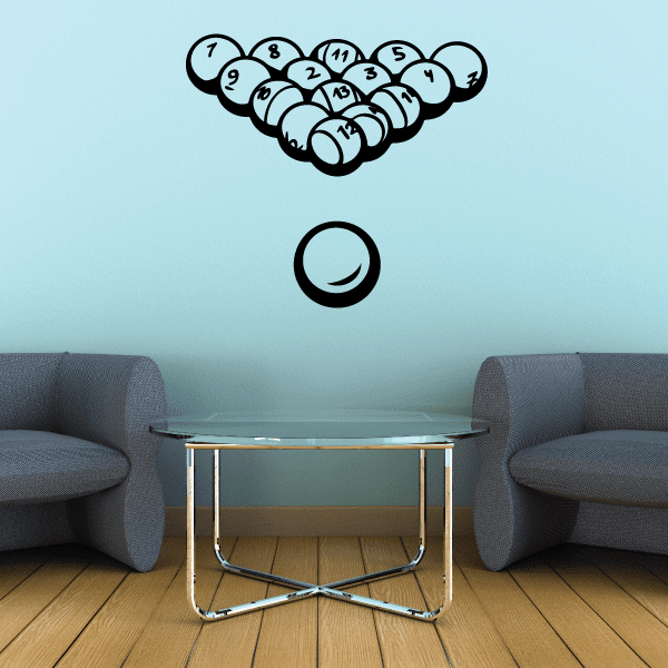 Image of Billiards Arranged Solid and Stripe Balls Decal