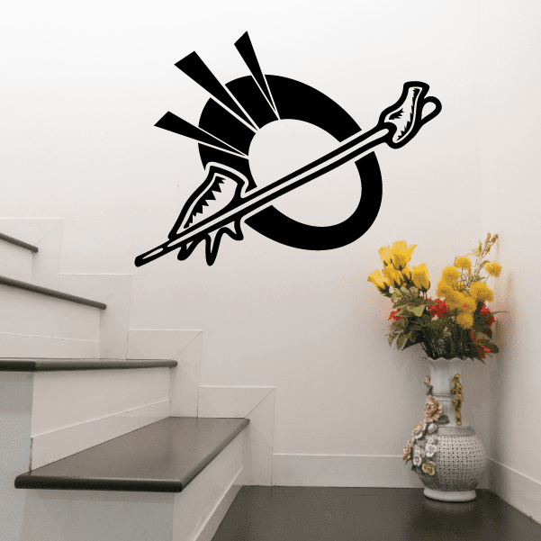 Billiards cue stick and hand wall decal, black graphic
