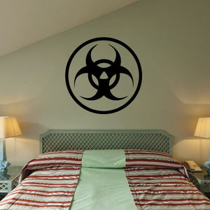 Biohazard symbol vinyl wall decal, black circular hazard icon