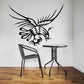 Bird-catching rooster wall decal, black outline line art with wings and feathers.