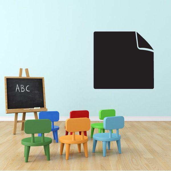 Blank drawing paper decal, black paper with curled corner and blank surface