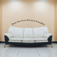 Wall decal in cursive text: “Bless this home with love & laughter”