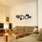 Bloom word wall decal with flower motif in black