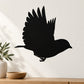 Black bird silhouette wall decal with wings spread and tail extended