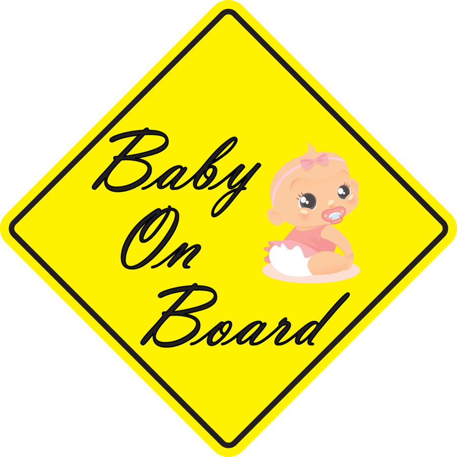 Infant Baby Girl on Board Sticker, isolated printed sticker artwork