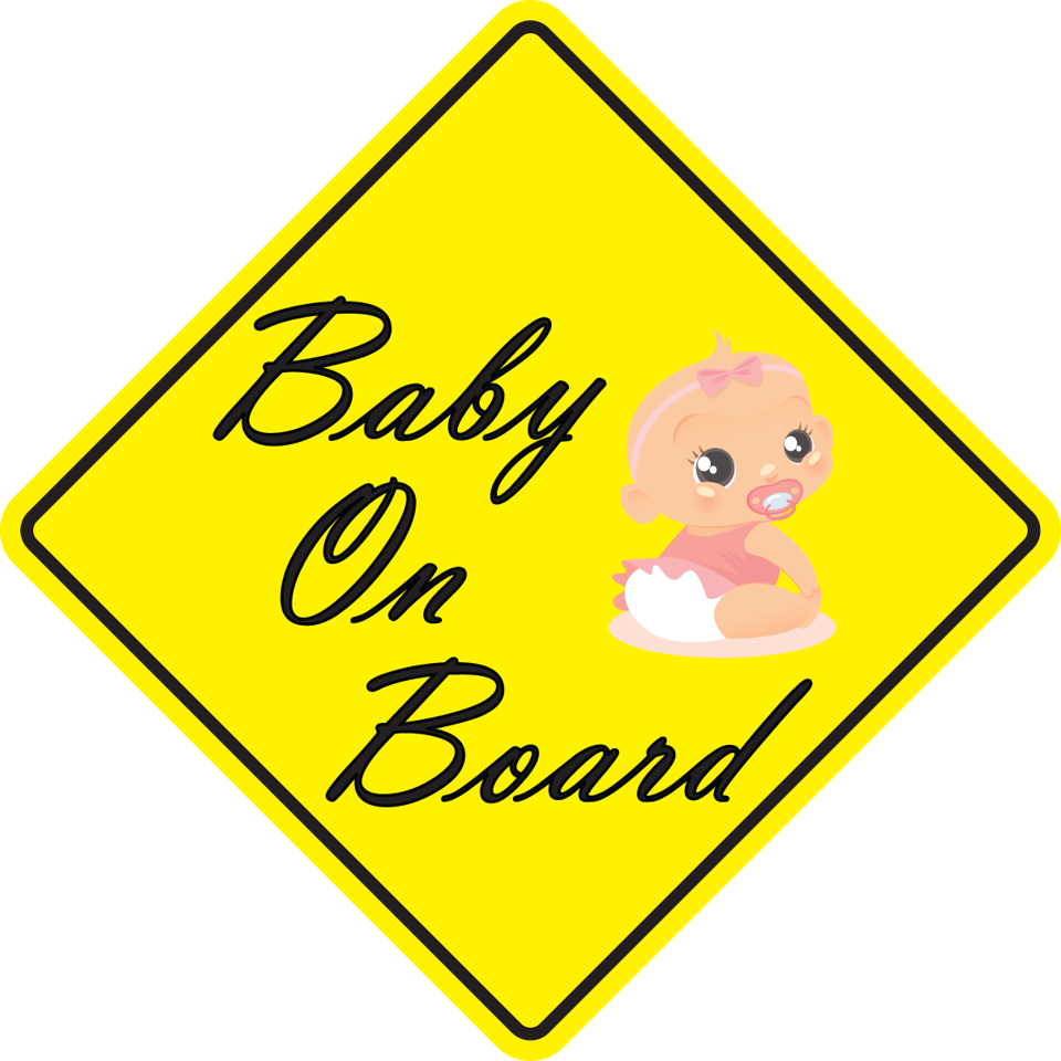 Infant Baby Girl on Board Sticker, isolated printed sticker artwork
