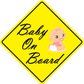 Infant Baby Girl on Board Sticker, isolated printed sticker artwork