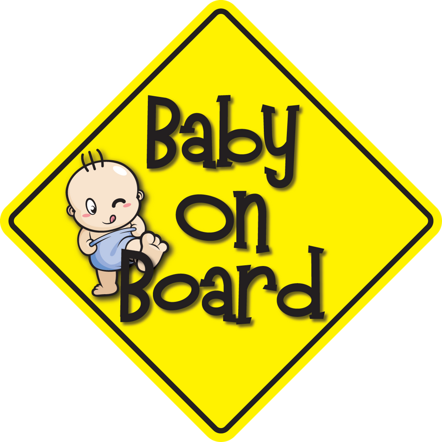 Kicking Baby Boy On Board Sticker, isolated printed sticker artwork