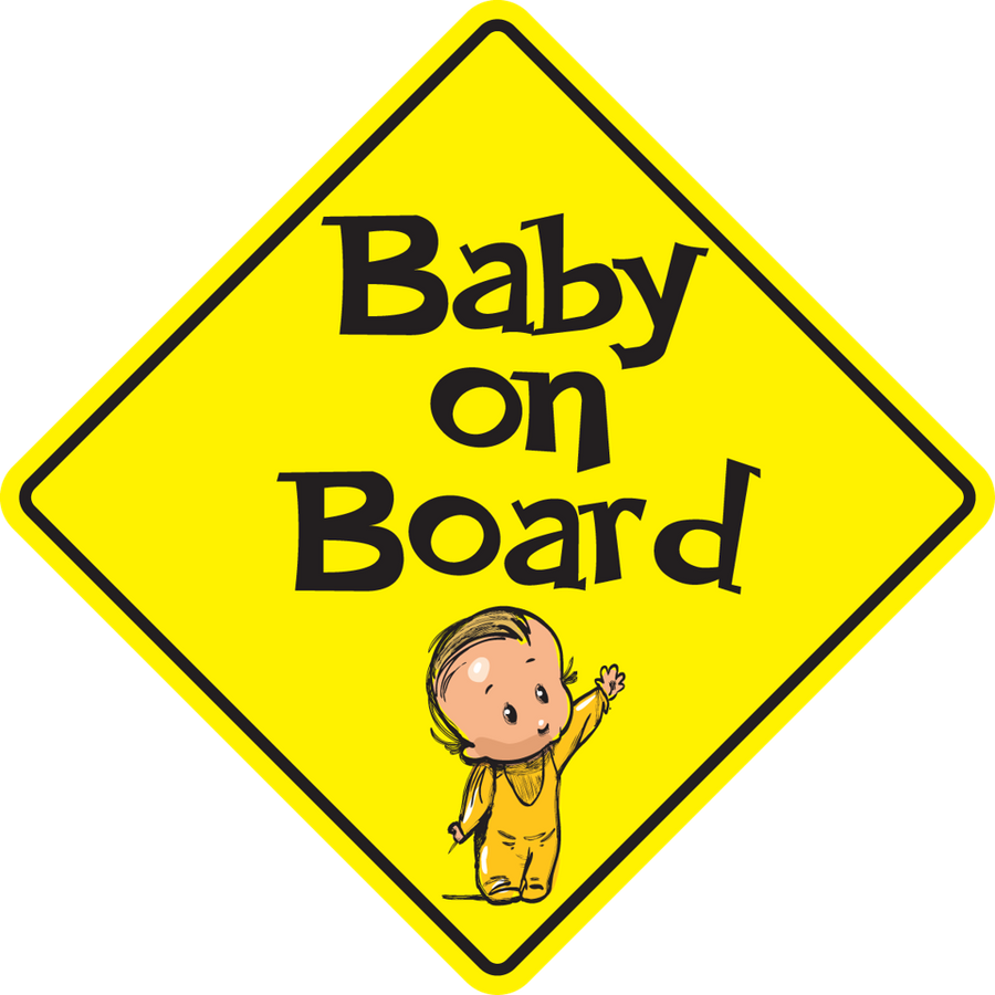 Waving Baby on Board Sticker, isolated printed sticker artwork