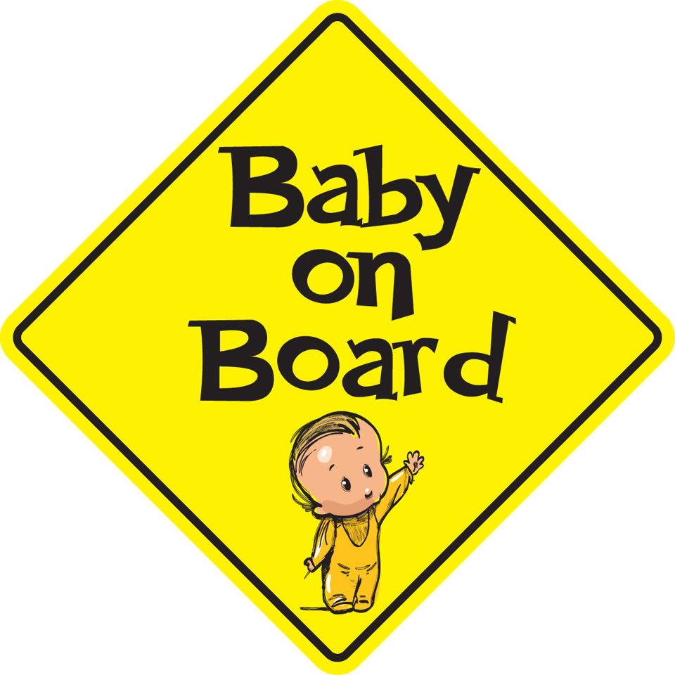Waving Baby on Board Sticker, isolated printed sticker artwork
