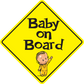 Waving Baby on Board Sticker, isolated printed sticker artwork
