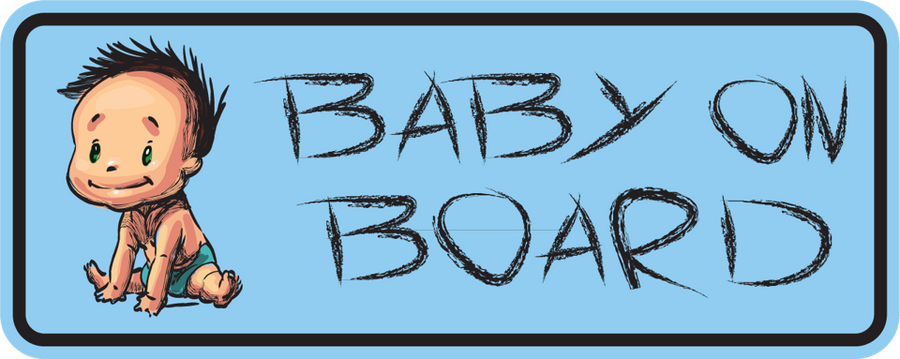 Cute Baby Boy on Board Sticker, isolated printed sticker artwork