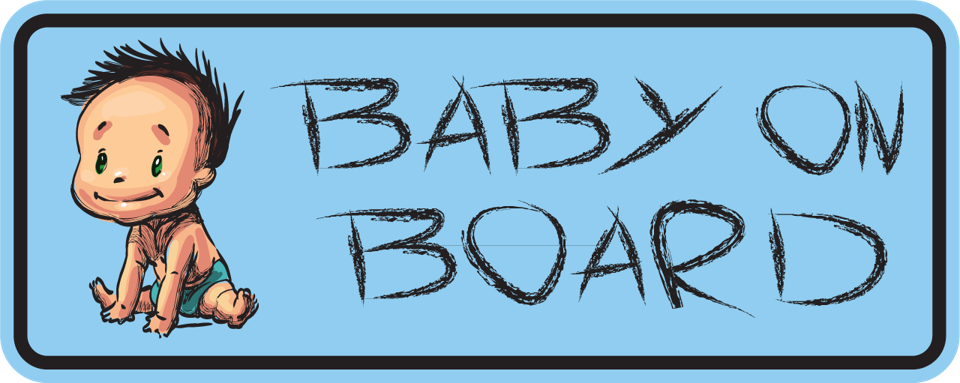Cute Baby Boy on Board Sticker, isolated printed sticker artwork
