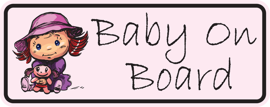Cute Baby Girl on Board Sticker, isolated printed sticker artwork