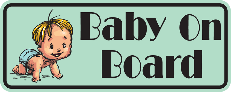 Young Baby on Board Sticker, isolated printed sticker artwork