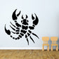Black scorpion turning wall decal with bold claw and tail design