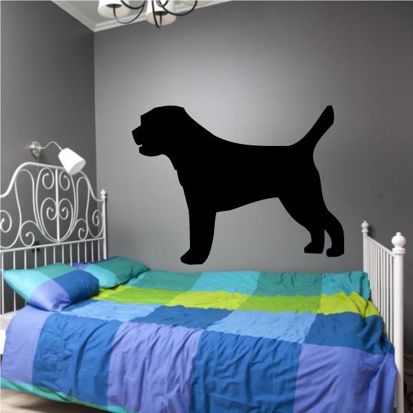 Border terrier dog wall decal with black silhouette of a standing dog