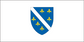Bosnia and Herzegovina flag sticker with blue shield, white diagonal stripe, yellow fleur-de-lis