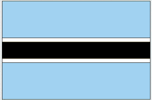Rectangular Botswana flag sticker with blue field and black stripe bordered by white