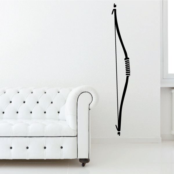 Black bow-shaped wall decal with long curved outline