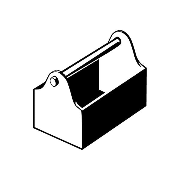 Toolbox vinyl decal sticker, black and white tool case with handle