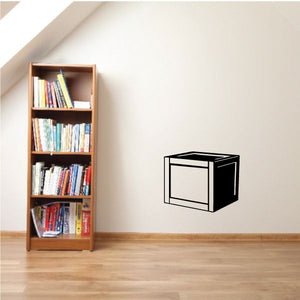 Box wall vinyl decal with cube outline icon