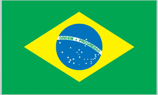 Brazil flag sticker with green field, yellow diamond, blue globe with stars