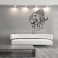 Tiger wall decal with black outline, standing brave tiger face and paws