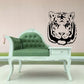 Tiger head wall decal in black with detailed stripes and face.