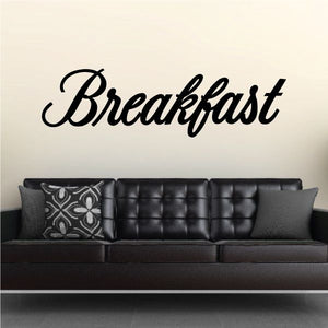 Breakfast wall decal with black cursive “Breakfast” lettering