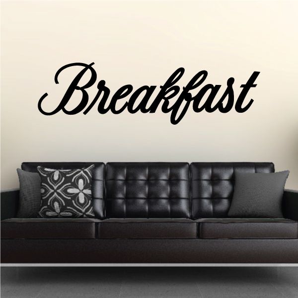 Breakfast wall decal with black cursive “Breakfast” lettering