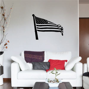 American flag decal of a waving flag with stripes and stars