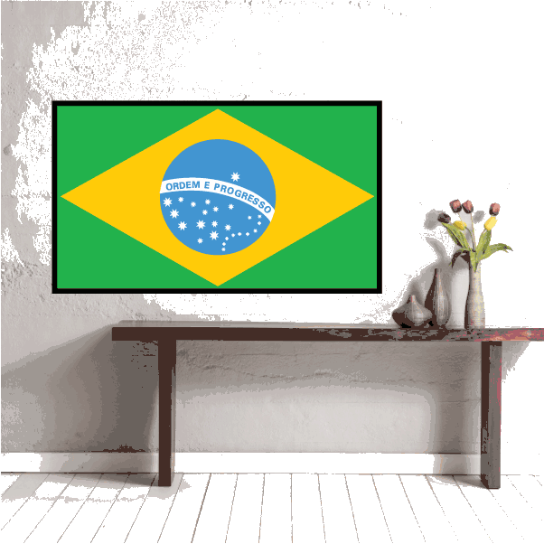 Brazil flag sticker, rectangular with green background and yellow diamond