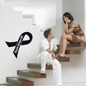 Black ribbon decal with “Bring Our Dad Home Safe” text