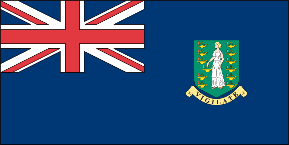 British Virgin Islands flag sticker: blue field, Union Jack, coat of arms
