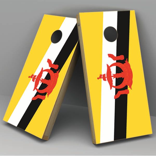 Brunei Flag Cornhole Board Vinyl Decal Wrap