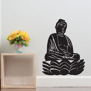 Seated Buddha wall decal with lotus base