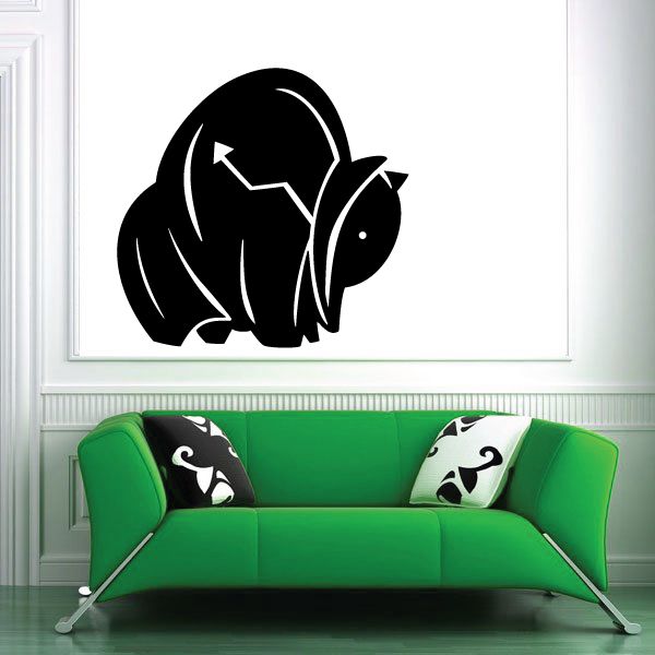 Buffalo and arrow wall decal, black animal silhouette with arrow design