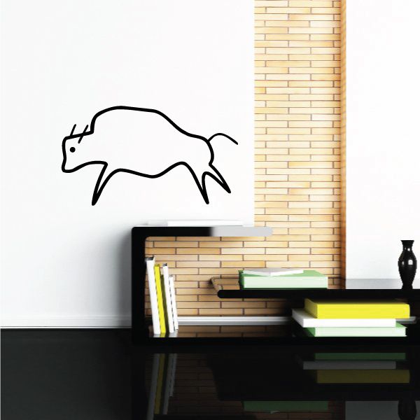 Bison drawing wall decal, black outline bison