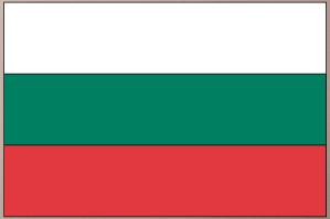 Bulgaria flag sticker with horizontal green, white, and red stripes on a rectangle